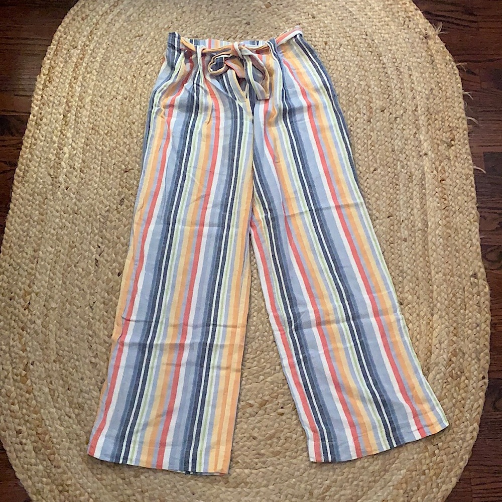 Laundry, multi-colored linen pants w/tie, size M
